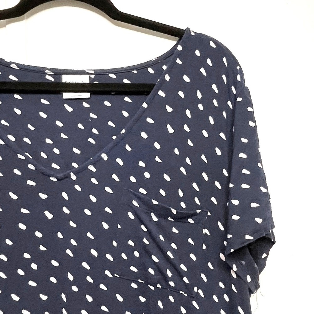 Soma Sleep Dress Shirt Navy Blue White Dot Print Short Sleeve V Neck XL Cozycore